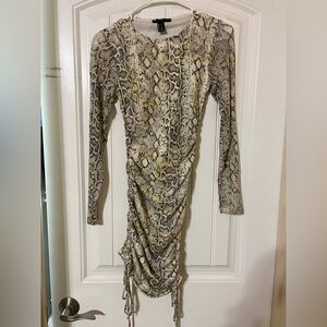 Forever 21 Snake Print Mini Dress - Beige and Yellow Tones